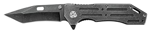 Kershaw Lifter (1302BW); Tactical Tanto Pocket Knife with 3.5 Inch 4Cr14 Steel Blackwashed Blade with Stainless Steel Blackwash Handle, SpeedSafe Assisted Opening and Deep-Carry Pocketclip; 3.2 OZ.