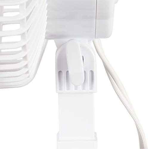 Hurricane Classic 6 Inch Clip Fan, 2 Speed Portable Mini Desk Personal Table Fan with Adjustable Tilt for Home Office, Stroller, and Travel, White