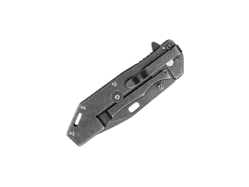 Kershaw Lifter (1302BW); Tactical Tanto Pocket Knife with 3.5 Inch 4Cr14 Steel Blackwashed Blade with Stainless Steel Blackwash Handle, SpeedSafe Assisted Opening and Deep-Carry Pocketclip; 3.2 OZ.