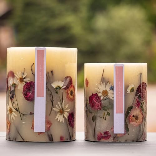 Rosy Rings Apricot Rose Round Botanical Candle - Aromatherapy Candles, Long Lasting Candles, Home Decor Candles (Medium)