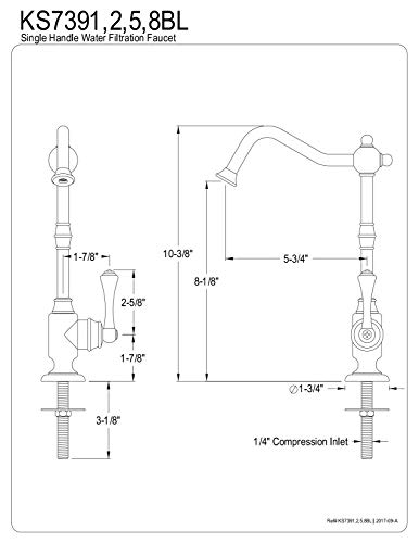 KINGSTON BRASS KS7398BL Vintage Cold Water Filtration Faucet, Brushed Nickel