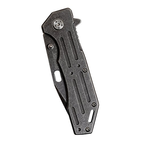 Kershaw Lifter (1302BW); Tactical Tanto Pocket Knife with 3.5 Inch 4Cr14 Steel Blackwashed Blade with Stainless Steel Blackwash Handle, SpeedSafe Assisted Opening and Deep-Carry Pocketclip; 3.2 OZ.