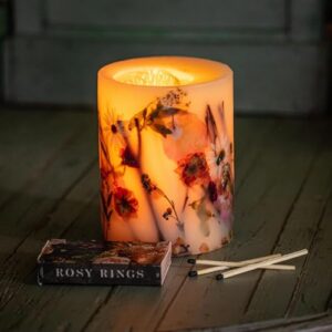 Rosy Rings Apricot Rose Round Botanical Candle - Aromatherapy Candles, Long Lasting Candles, Home Decor Candles (Medium)