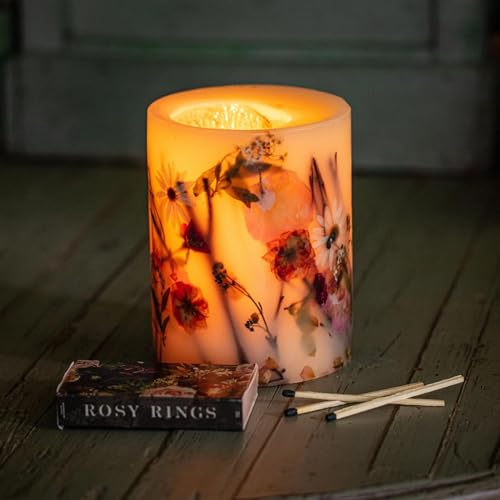 Rosy Rings Apricot Rose Round Botanical Candle - Aromatherapy Candles, Long Lasting Candles, Home Decor Candles (Medium)