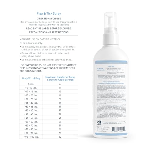 Veterinary Formula Flea and Tick Spray for Dogs, 8 oz – Easy-to-Use Dog Flea Spray, Kills on Contact, Prevents Egg & Larval Development for 14 weeks