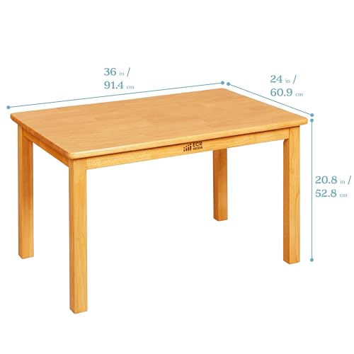 ECR4Kids 24in x 36in Rectangular Hardwood Table with 20in Legs and Two 10in Chairs, Kids Furniture, Honey