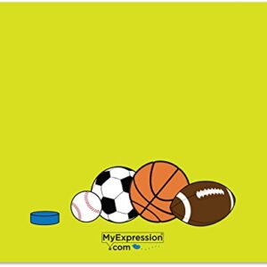 MyExpression.com 20 Sports Theme Kids Fill-in Birthday Thank You Cards - Green