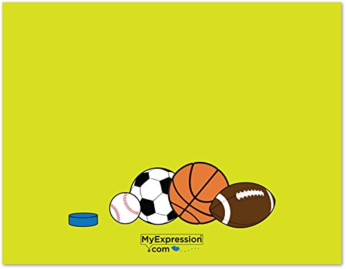 MyExpression.com 20 Sports Theme Kids Fill-in Birthday Thank You Cards - Green