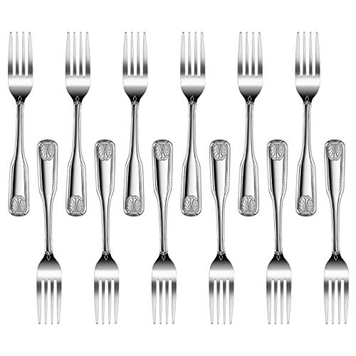 New Star Foodservice 58284 Shell Pattern, 18/0 Stainless Steel, Dinner Fork, 7.7-Inch, Set of 12