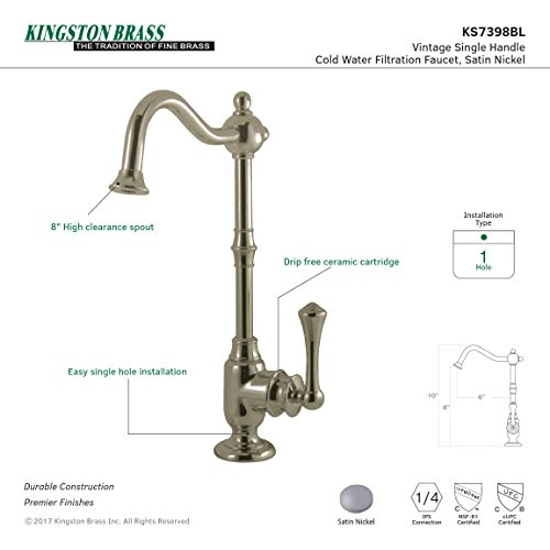 KINGSTON BRASS KS7398BL Vintage Cold Water Filtration Faucet, Brushed Nickel