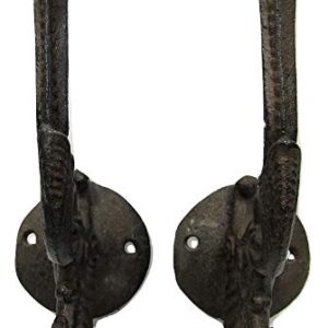 Coat Hat Hooks Cast Iron 6.5" x 4" Triple Hook Lot Set of 2 Antique Vintage Style