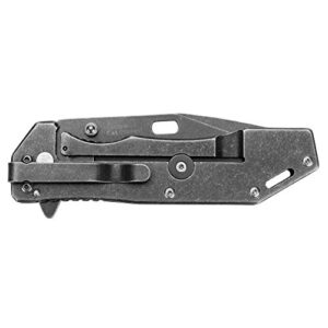 Kershaw Lifter (1302BW); Tactical Tanto Pocket Knife with 3.5 Inch 4Cr14 Steel Blackwashed Blade with Stainless Steel Blackwash Handle, SpeedSafe Assisted Opening and Deep-Carry Pocketclip; 3.2 OZ.