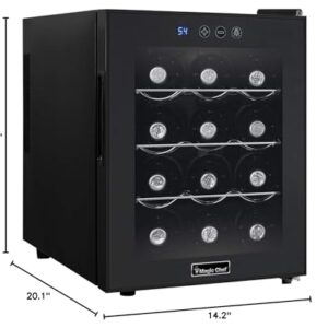 Magic Chef MCWC12B Black 12-Bottle Single-Zone Wine Cooler, Rack