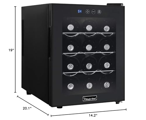 Magic Chef MCWC12B Black 12-Bottle Single-Zone Wine Cooler, Rack