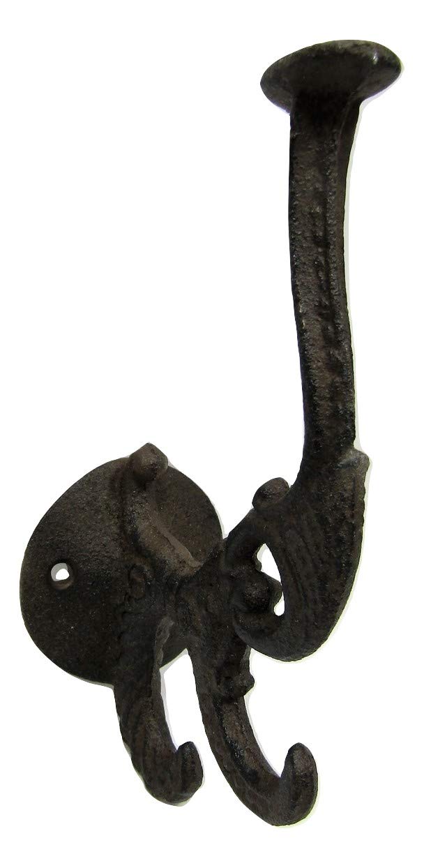 Coat Hat Hooks Cast Iron 6.5" x 4" Triple Hook Lot Set of 2 Antique Vintage Style