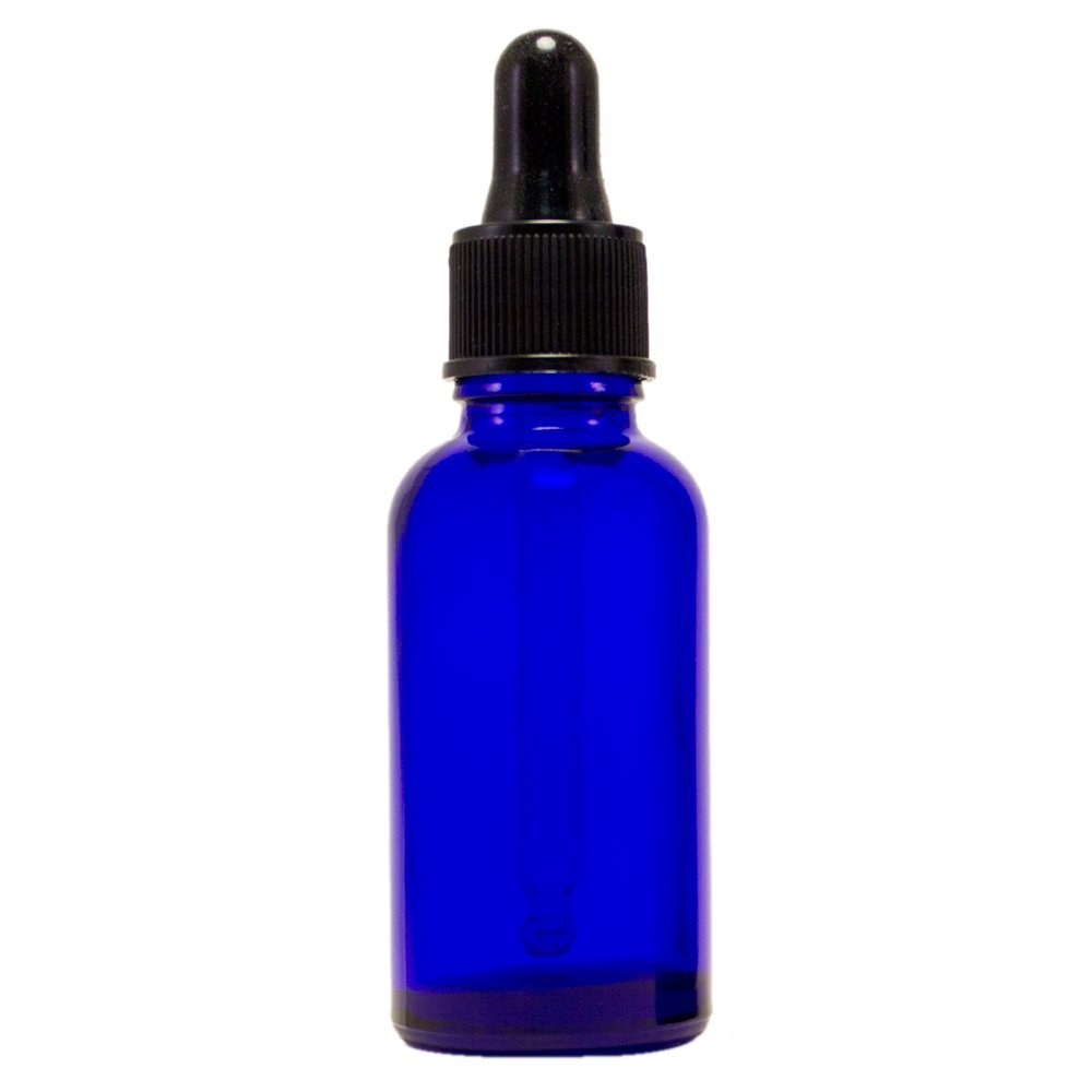 PREMIUM VIALS CREATIVE PACKAGING SOLUTIONS 1 Oz (30 ml) Blue Boston Round Glass Bottle w/Dropper - Pack of 12