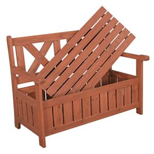 Leisure Season eisure Season SB6024 Wooden Backyard Brown-1 Piece-Patio, Balcony, Garden, Lawn, Park, Front Outdoor Bench with Storage