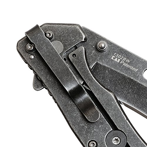 Kershaw Lifter (1302BW); Tactical Tanto Pocket Knife with 3.5 Inch 4Cr14 Steel Blackwashed Blade with Stainless Steel Blackwash Handle, SpeedSafe Assisted Opening and Deep-Carry Pocketclip; 3.2 OZ.