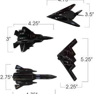 🛦 Die Cast Metal 4.5" Stealth Bomber Jets with Pullback Action. B2 Bomber, SR-71 Blackbird, F-117 Nighthawk, F/A-22 Raptor 4Set