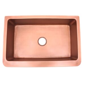 Sunflower Single Bowl Copper Apron-Front Sink – 30″ 29-3/4" W x 21-1/2" D x 10" H