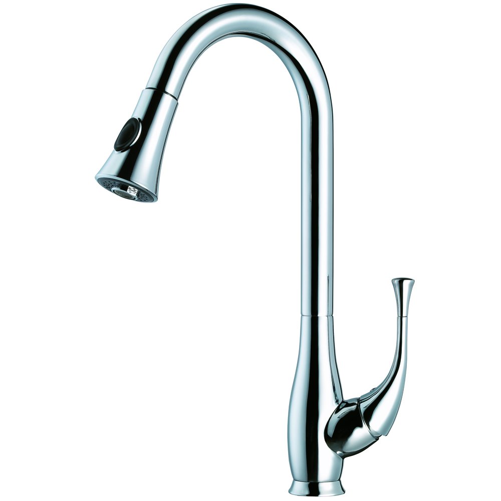 Dawn AB50 3091C Single Lever Kitchen Faucet with Push Button Pull Out Spray, Chrome