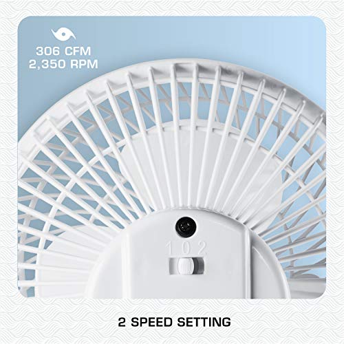 Hurricane Classic 6 Inch Clip Fan, 2 Speed Portable Mini Desk Personal Table Fan with Adjustable Tilt for Home Office, Stroller, and Travel, White