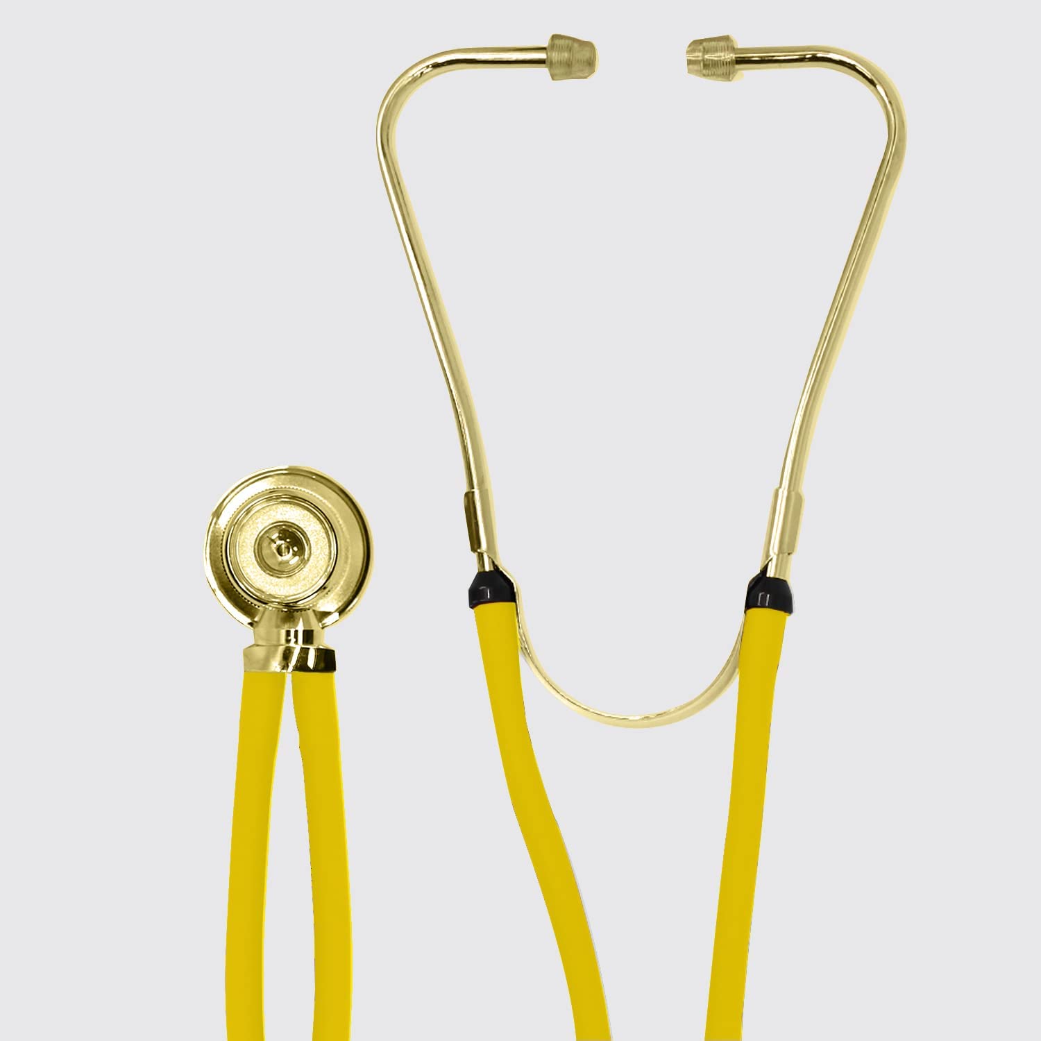 Dixie Ems Sprague-Rappaport Type Two Tube Stethoscope – Yellow with Plated Gold