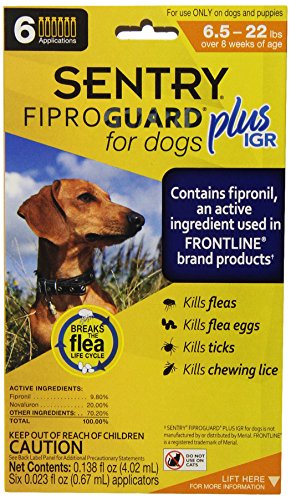 Sentry 6 Count FiproGuard Plus Dog Flea and Tick Drop, 22-Pound - Discontinued