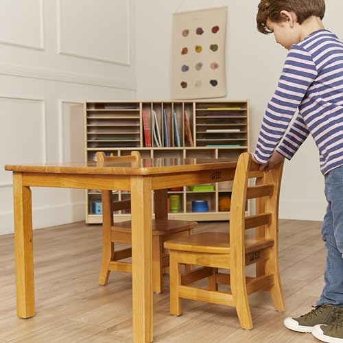 ECR4Kids 24in x 36in Rectangular Hardwood Table with 20in Legs and Two 10in Chairs, Kids Furniture, Honey