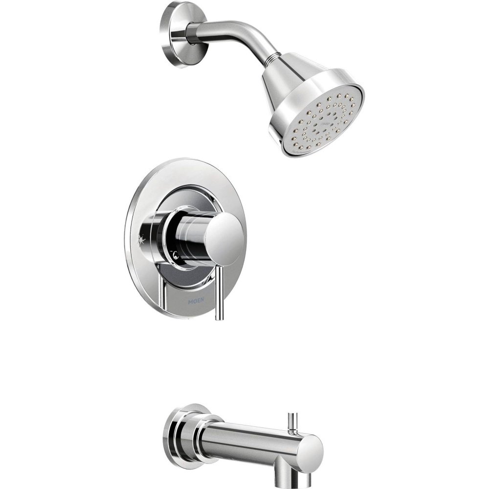 Moen Align Chrome Eco-Performance Posi-Temp Pressure Balancing Modern Tub and Shower Trim Kit, Featuring Shower Head, Lever Handle, and Tub Spout, Valve Required, T2193EP