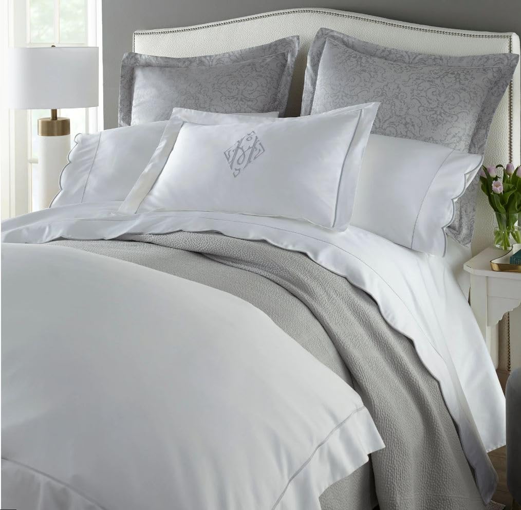 Peacock Alley Boutique Embroidered Percale Duvet Covers - 100% Long Staple Cotton, 200 Thread-Count - King (White)