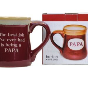 Papa Best Job Ever Porcelain Burgundy Coffee Tea Mug Cup 18oz Gift Box