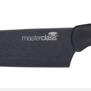 MasterClass Agudo 5-Piece Non-Stick Stainless Steel Knife Set and Magnetic Knife Block, Black