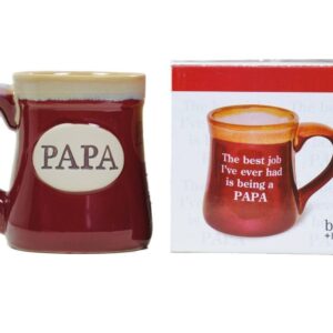 Papa Best Job Ever Porcelain Burgundy Coffee Tea Mug Cup 18oz Gift Box