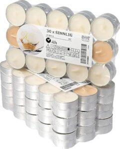 ikea home decoration sinnlig scented tealight, vanilla pleasure, natural- 30 /pack, multicolor