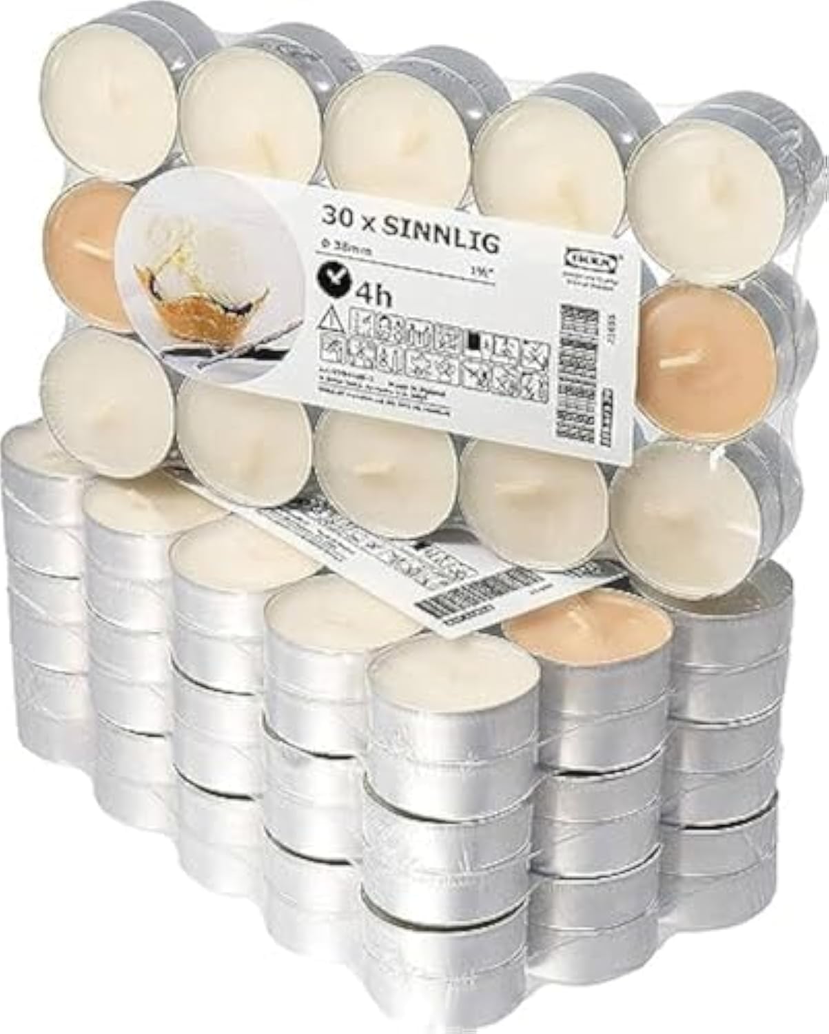 IKEA Home Decoration Sinnlig Scented Tealight, Vanilla Pleasure, Natural- 30 /Pack, Multicolor