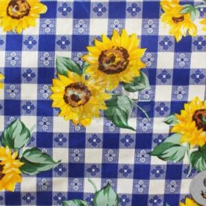 Polycotton Printed Fabric Sunflower Picnic Blue / 60" Wide/Sold by The Yard