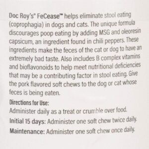 Revival Animal Health Doc Roy's FeCease- Stool Eating Deterrent- for Dogs & Cats- 60ct Soft Chews