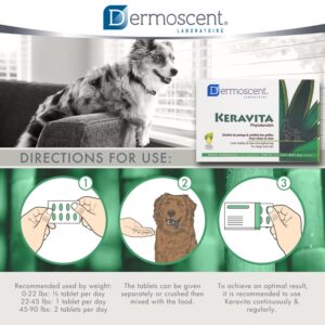 Dermoscent Keravita® Dog & Cat Skin and Coat Food Supplement - Natural Vitamin Pills for Hair Loss or Brittle Claws - 30 Tablets