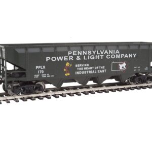 Walthers Trainline HO Scale Model Offset Quad Hopper - Ready to Run - Pennsylvania Power & Light Pplx #170