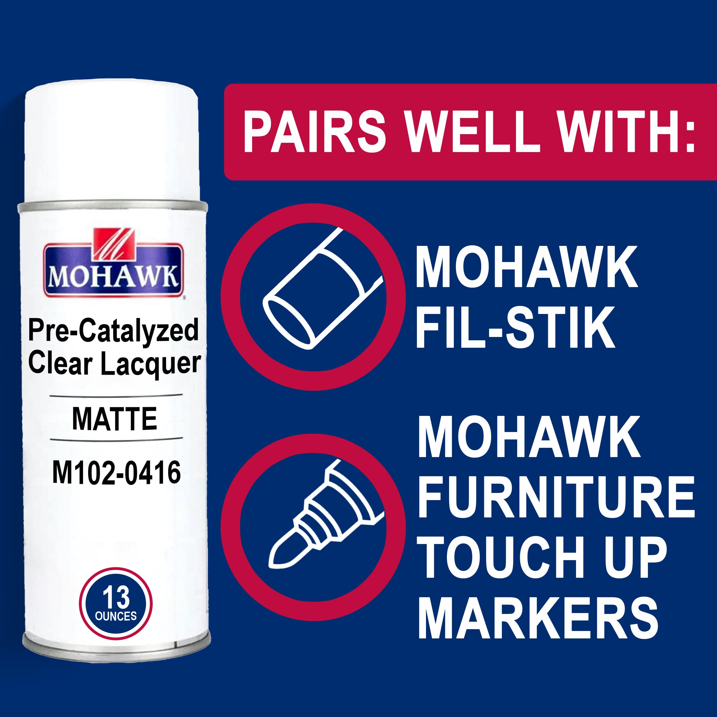 Mohawk Finishing Products Pre-Catalyzed Clear Lacquer, Matte Finish, M102-0416, 13 oz