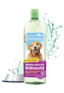 tropiclean fresh breath plus glucosamine for hips & joints | dog breath water additive | dental care | dog breath freshener | simple pet teeth cleaning | made in usa | 33.8 oz