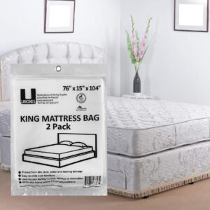 Uboxes King Mattress Poly Covers, 76 x 15 x 104 inch, 2 Pack