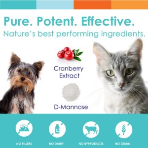 UTRIN - Urinary Support for Cats & Dogs - Dual-Action Cranberry & D-Mannose - for Natural Bladder Health, Incontinence, and Recurring UTI, 60 Servings