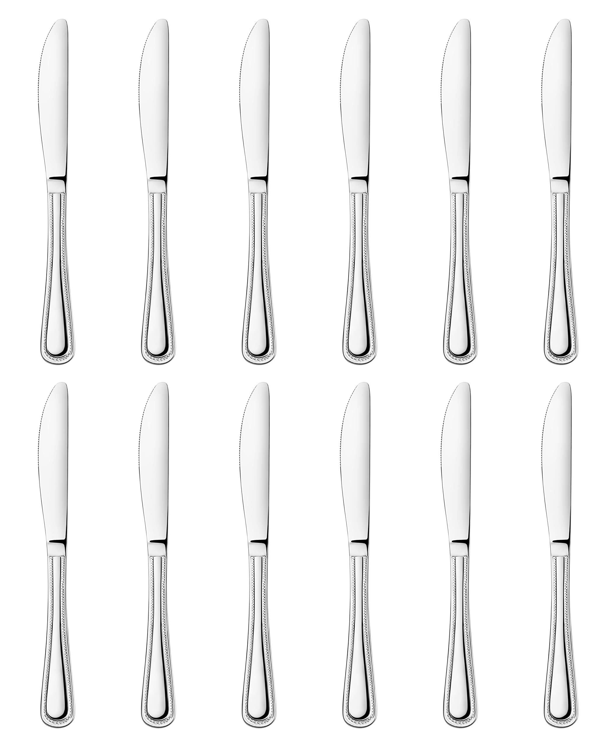 New Star Foodservice 58444 Bead Pattern, Stainless Steel, Dinner Knife, 8.5-Inch Set of 12