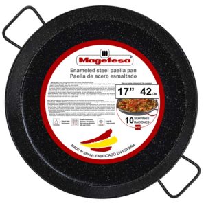 magefesa® enamelled - paella pan 17 in - 42 cm and 10 servings, made in enameled steel, with dimples for greater resistance and lightness, ideal for cooking outdoors, cook your own valencian paella