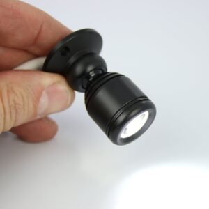 Micro Pivoting LED Spotlight - 1 Watt High Power LED Lamp - Tiny Size, Cool White LED, 12 to 28VDC