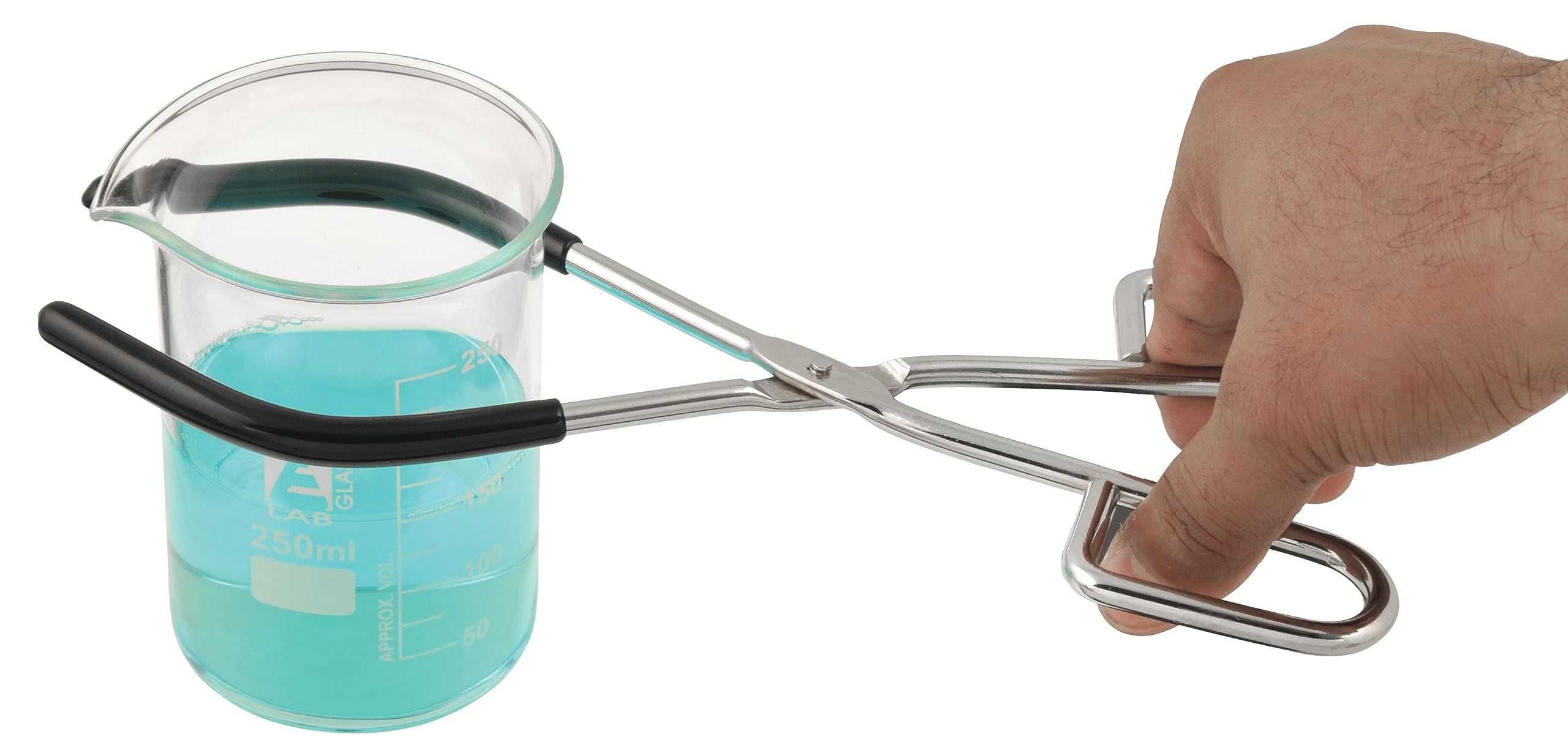 EISCO Beaker Tongs, 9.75" Long - Rubber Coated Jaws - Nickel Plated Steel - Holds Items with Diameters of 2.25" to 6"