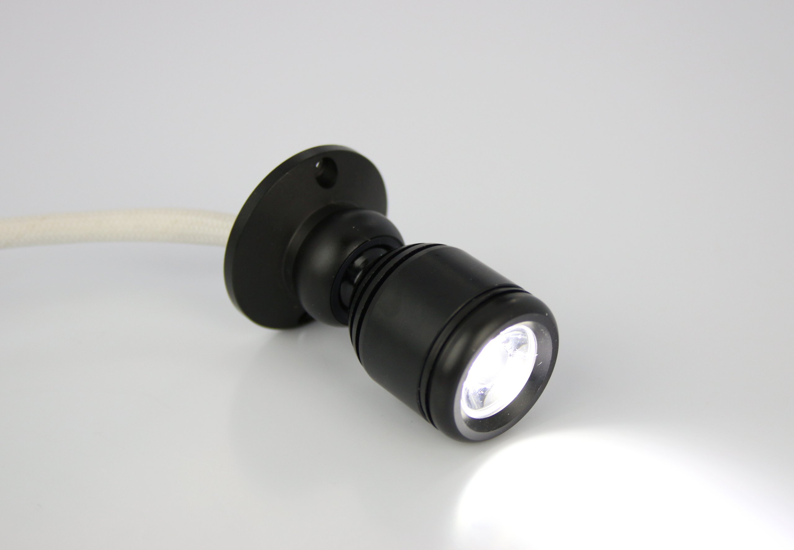 Micro Pivoting LED Spotlight - 1 Watt High Power LED Lamp - Tiny Size, Cool White LED, 12 to 28VDC