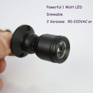 Micro Pivoting LED Spotlight - 1 Watt High Power LED Lamp - Tiny Size, Cool White LED, 12 to 28VDC